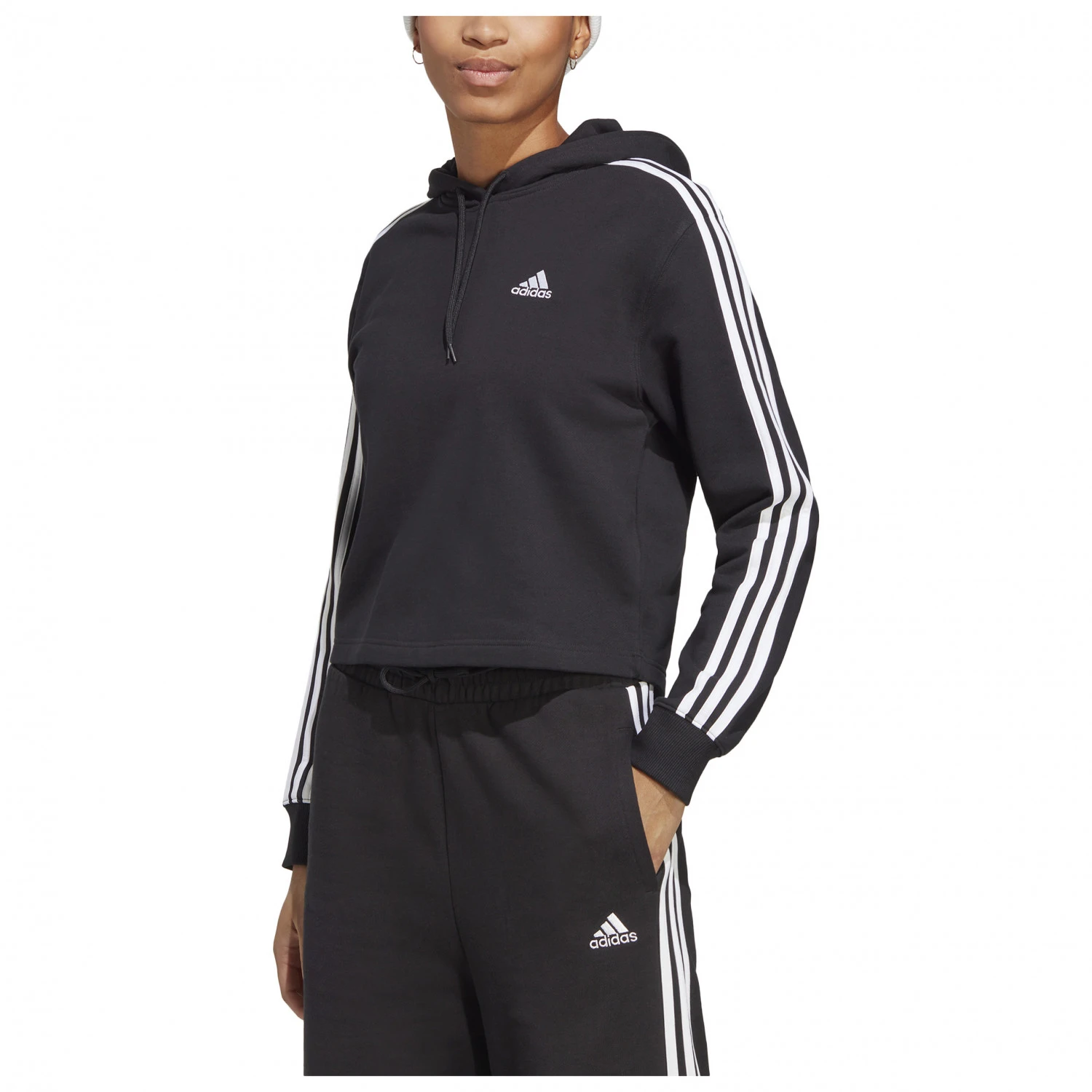 ADIDAS Women's 3-Stripes FT CR Hoody - Hoodie 2 ADIDAS Women's 3-Stripes FT CR Hoody - Hoodie - Image 2